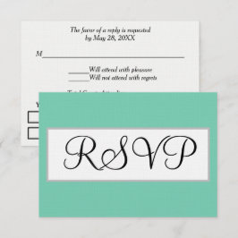 Bröllop Seafoam Grön Silver RSVP OSA Kort