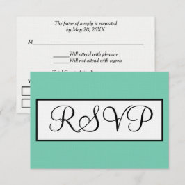 Bröllop Seafoam Grön Svart RSVP OSA Kort