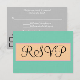 Bröllop Seafoam Sandig Strand Silver Rosa RSVP OSA Kort