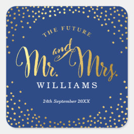 BRÖLLOP SEAL snyggt mini guld konetti navy Fyrkantigt Klistermärke