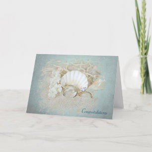 Bröllop Seashells och Ringar Kort