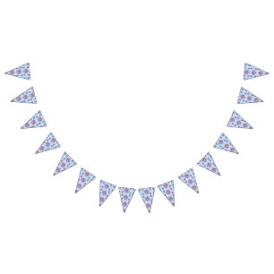 Bröllop Shabby Blue Pastel Flowers Blommigt Party Vimplar