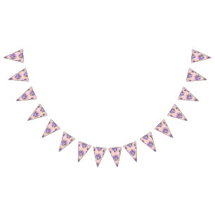 Bröllop Shabby Rosa Pastel Flowers Blommigt Party Vimplar