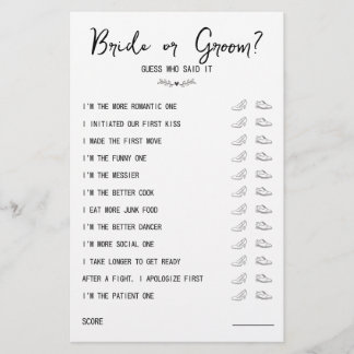 Bröllop Shoe Game Bride eller Groom Black & White