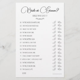 Bröllop Shoe Game Bride eller Groom Black & White