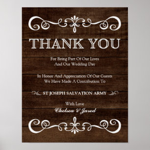 Bröllop Sign - Bröllop Donation Rustic Bröllop Sig Poster