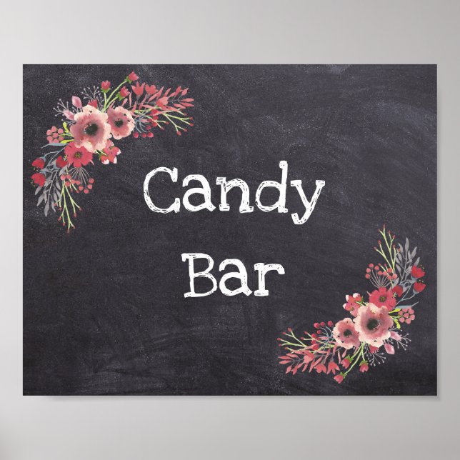 Bröllop Sign Candy Pub Chalkboard-utseende Poster (Framsidan)