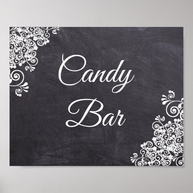 Bröllop Sign Candy Pub Chalkboard-utseende Poster (Framsidan)