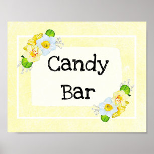 Bröllop Sign Candy Pub Gult Blommigt Poster