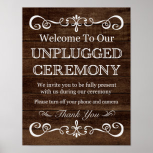 Bröllop Sign - Ceremony Rustic Bröllop utan pluggn Poster