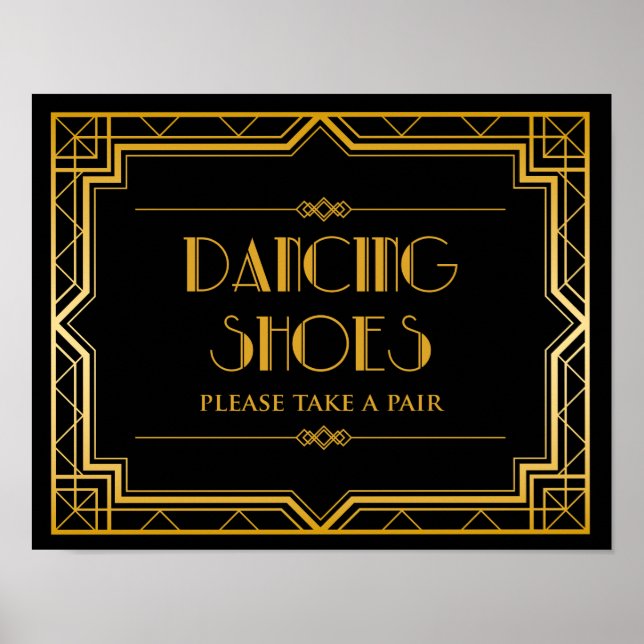 Bröllop Sign - Dancing Shoes Gatsby Bröllop Sign Poster (Framsidan)