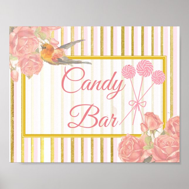 Bröllop Sign for Candy Pub, Rosa Lollipops Poster (Framsidan)