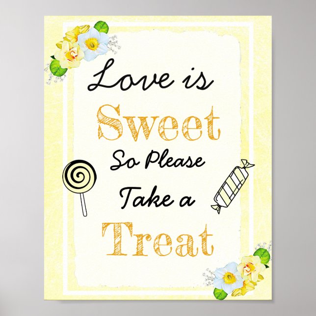 Bröllop Sign Kärlek är Sweet Poster (Framsidan)
