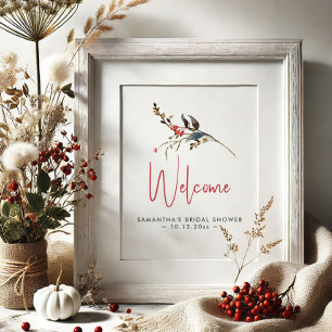 Bröllop Sign Watercolor Berries & Botanicals Poster