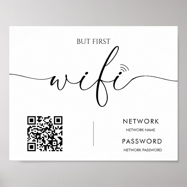 Bröllop-signatur för minimalistisk modern WiFi-lös Poster (Framsidan)