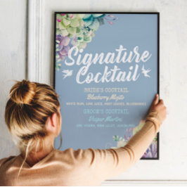 Bröllop Signaturdryck Meny Vattenfärg Sukkulent Poster