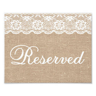 Bröllop-signaturer - Burlap & Snöre - Reserverat - Fototryck