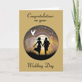 Bröllop Silhouette Groom och Bride Kort