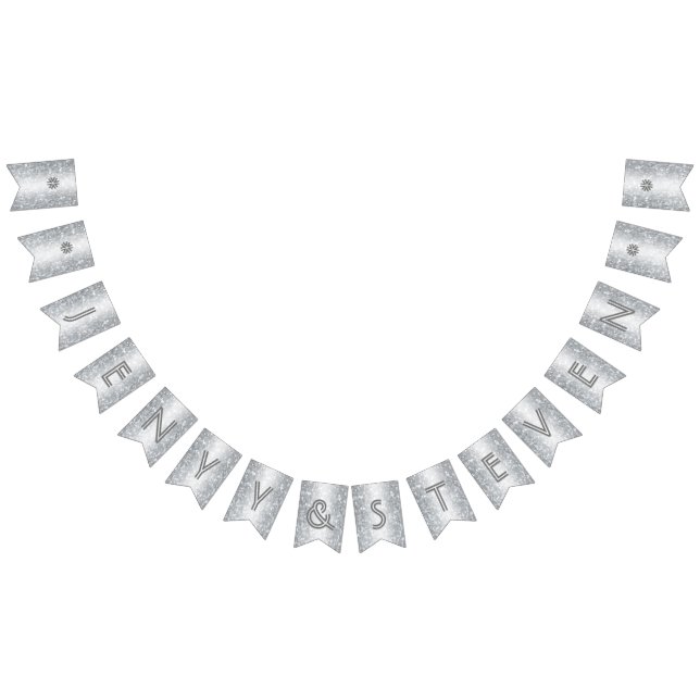 ☆ BRÖLLOP ☆ Silver Glitter Vimplar (Alla)