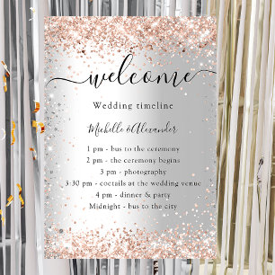 Bröllop silver roséguld program tidslinje poster