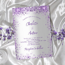 Bröllop silver violet lila-gnistor inbjudningar