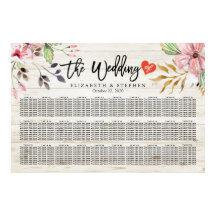 Bröllop Sittdiagram Vattenfärgsblommor, Rosa, trä