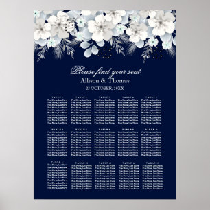 Bröllop Sittdiagram Vitblommor sakuradblått Poster