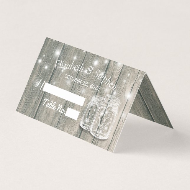 Bröllop Sittplats Ställe Bordsnummer Wood Mason Bu Kort (Framsida)