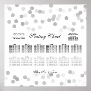 Bröllop Sittplatta Silver Foil Glitter Ljus Poster