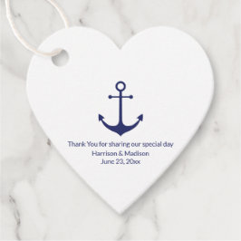 Bröllop sjömansfartyg, marint, vitt hjärta gåvor etiketter