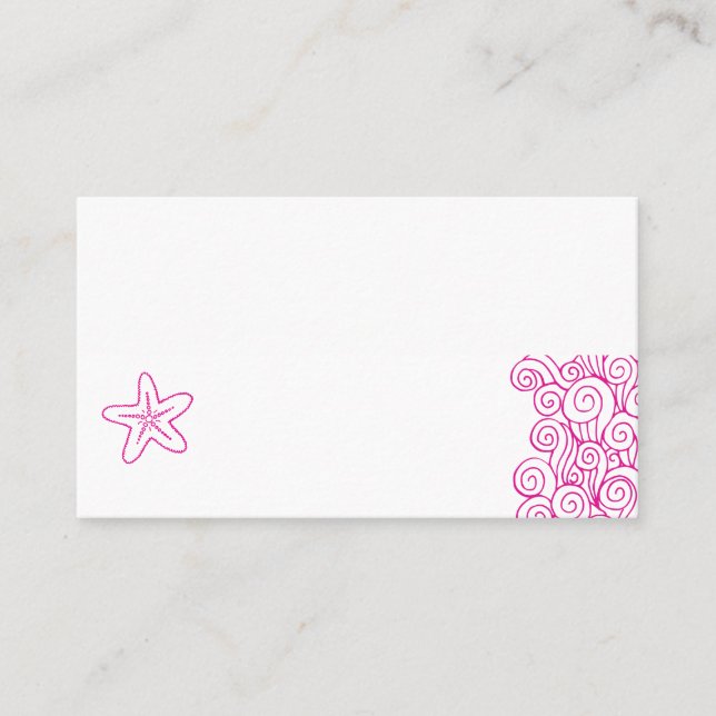 Bröllop sjöstjärna snurrar rosa vita platskort placeringskort (Framsida)