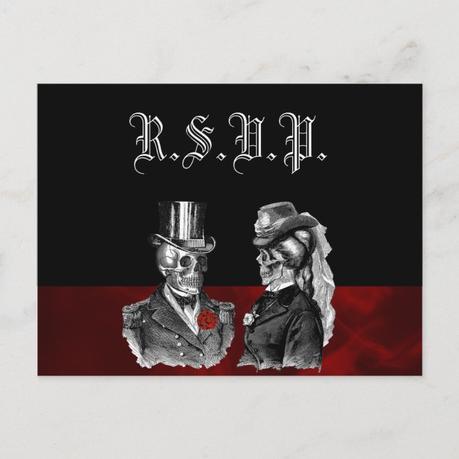 Bröllop Skeleton Döskallars OSA Inbjudan Vykort (Framsida)