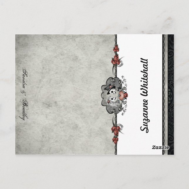 Bröllop Skeletons Grått ADD NAMN-mappningskort Vykort (Baksida)