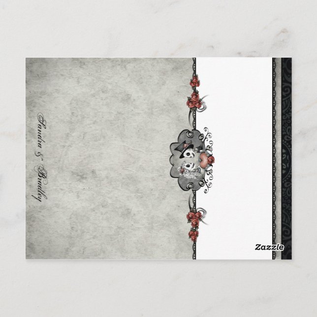 Bröllop Skeletons Grått BLANK-mappningskort Vykort (Baksida)