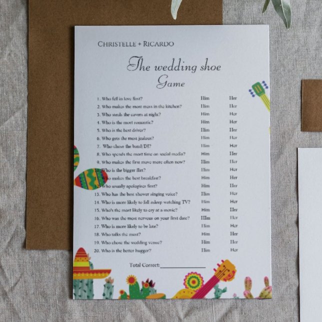 Bröllop-skobakat om kärlek party-spelkort meddelande (Skapare uppladdad)