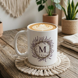 Bröllop Skräddarsydd lavendelblommig krans Mamma Kaffemugg