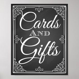 Bröllop skriver ut "Card and Gift bord"-tecken Poster