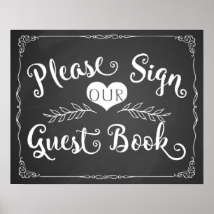 Bröllop-skylt: "Guest bok" Poster