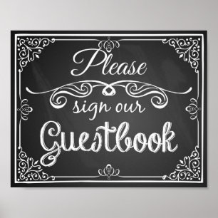 Bröllop-skylt: "Guest bok" Poster