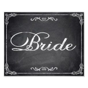 Bröllop skyltar, schalkboard Bride Fototryck