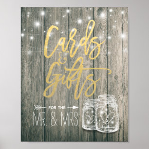 Bröllop-skyltkort och presentkort Rustic Wood Maso Poster