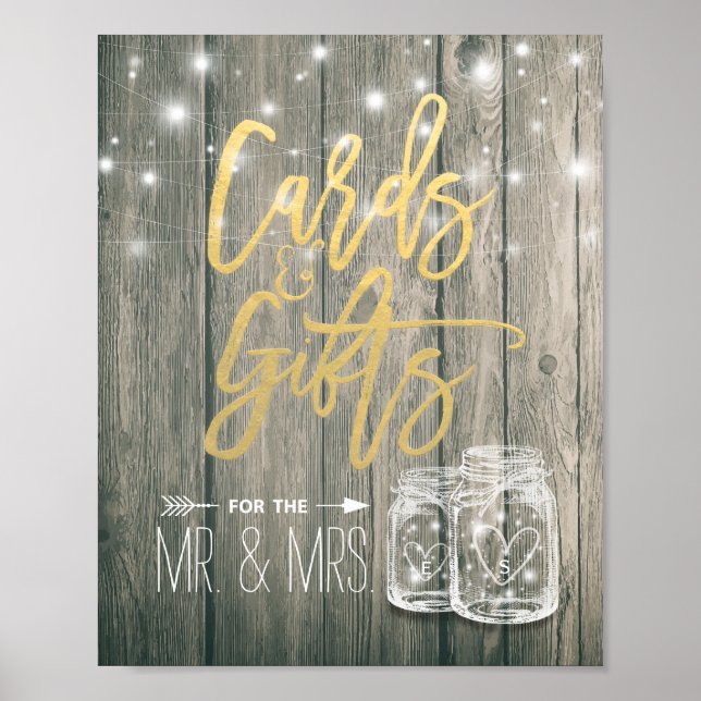 Bröllop-skyltkort och presentkort Rustic Wood Maso Poster (Framsidan)