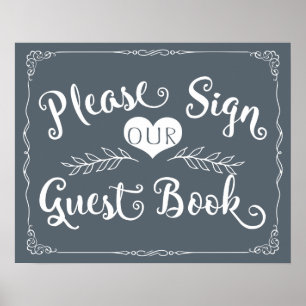 Bröllop-skyltschalkboard "Guest bok" anpassningsba Poster