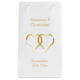 Bröllop Small Gift Bag Guld Hearts