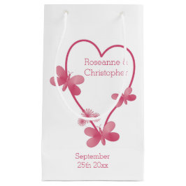 Bröllop Small Gift Bag Rosa Heart och Butterflies