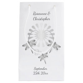 Bröllop Small Gift Bag Silver Dragonflies Heart