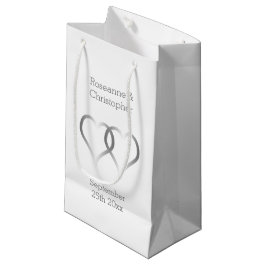 Bröllop Small Gift Bag Silver Hearts