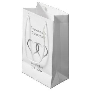 Bröllop Small Gift Bag Silver Hearts