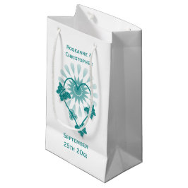Bröllop Small Gift Bag Teal Butterflies Heart