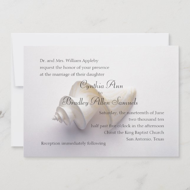 Bröllop-Snäckan i Sand Inbjudningar (Framsida)